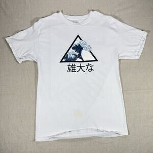 Return To Sender White Japanese Art Graphic Print Knit Tee Crewneck Mens M